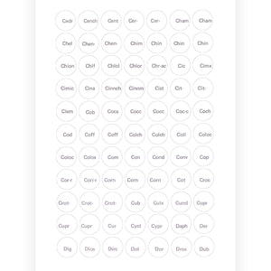 Label C - Circular printed labels with remedy names (12mm diameter) (616 per pack, 77 per sheet)
