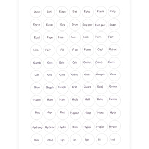 Label C - Circular printed labels with remedy names (12mm diameter) (616 per pack, 77 per sheet)
