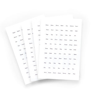 Label C - Circular printed labels with remedy names (12mm diameter) (616 per pack, 77 per sheet)