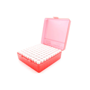 Red Plastic Box with 100 x 2g/1.75ml Screw Cap Vials