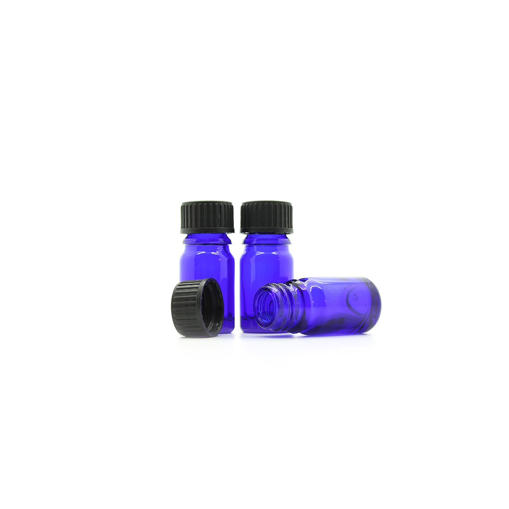 5ml Blue Moulded Glass Screw Cap Bottle