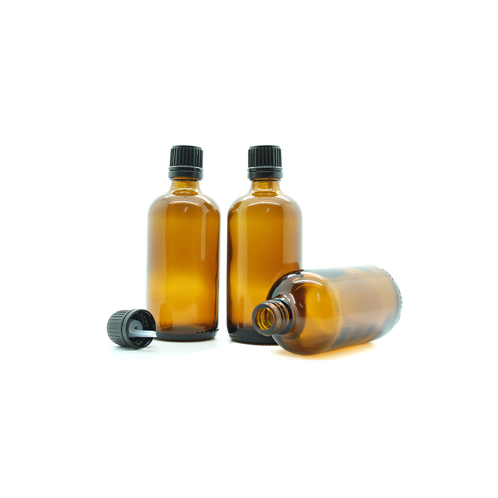 100ml Amber Moulded Glass Pourer Restrictor Bottle with Tamper Evident Cap
