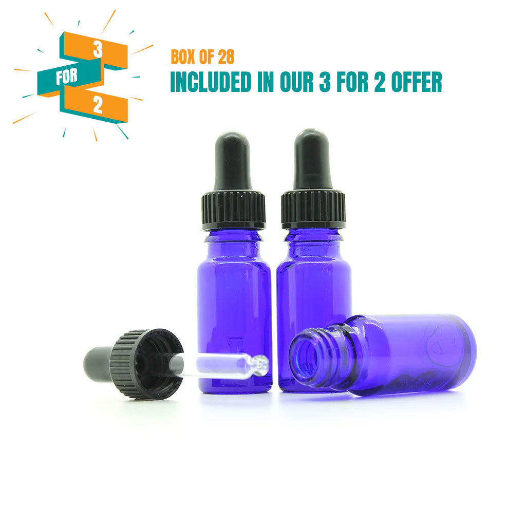 10ml Blue Moulded Glass Dropper Bottle