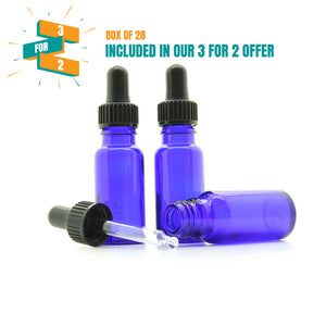 15ml Blue Moulded Glass Dropper Bottle