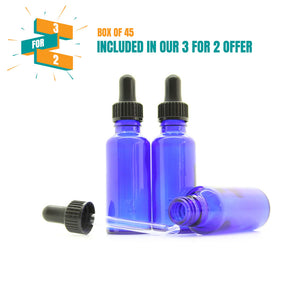 30ml Blue Moulded Glass Dropper Bottle