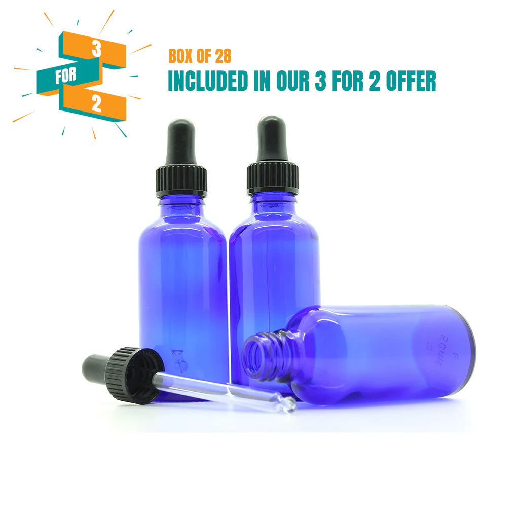 50ml Blue Moulded Glass Dropper Bottle