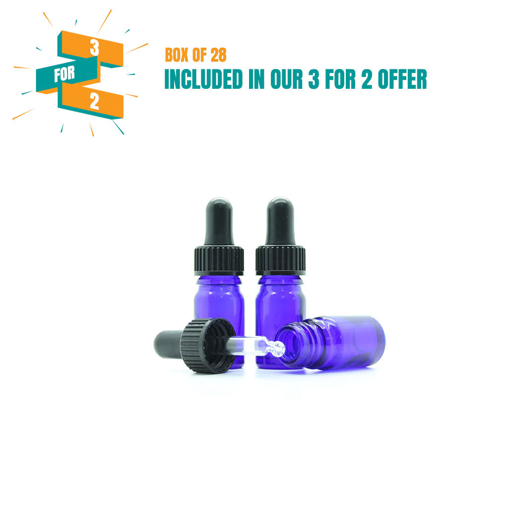 5ml Blue Moulded Glass Dropper Bottle