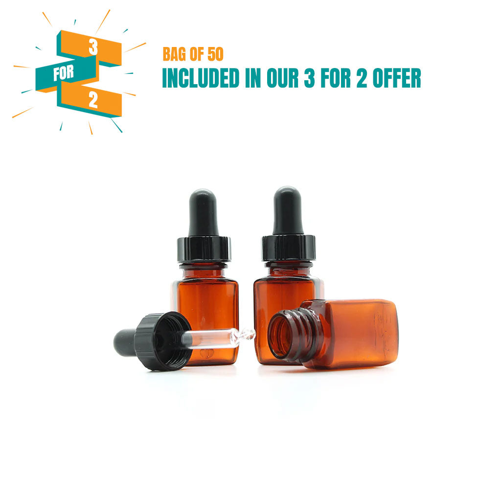 16ml Amber Plastic Bottle with Glass Pipette Dropper