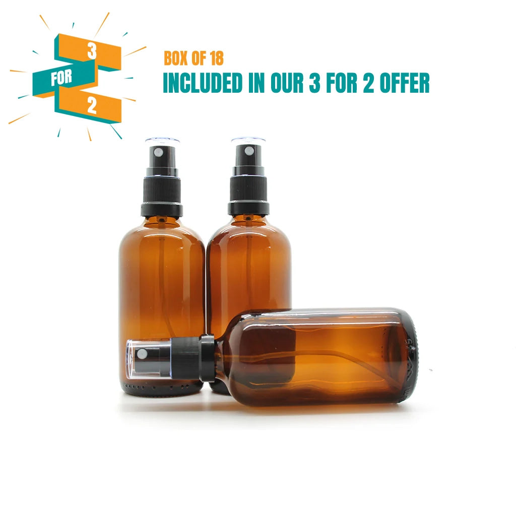 100ml Amber Moulded Glass Tamper Evident Mister Bottle