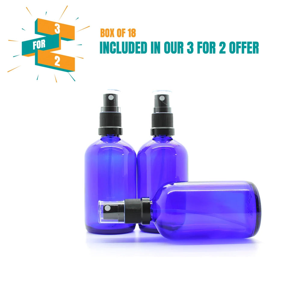 100ml Blue Moulded Glass Tamper Evident Mister Bottle
