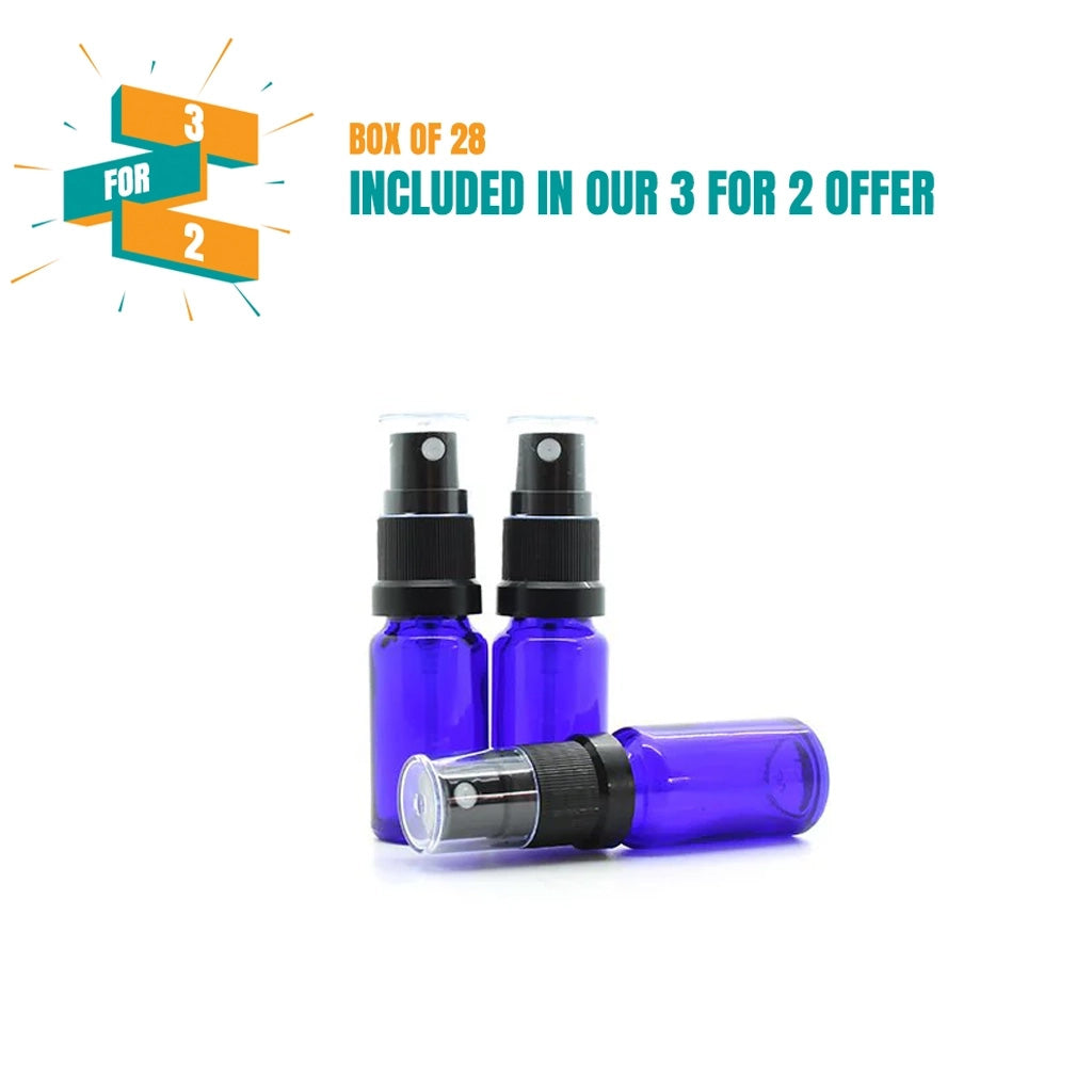 10ml Blue Moulded Glass Bottle with Tamper Evident Mister