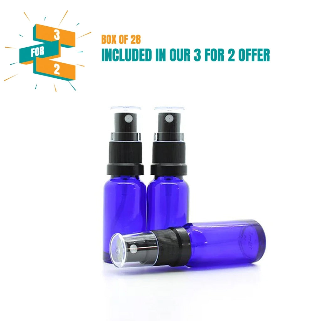 15ml Blue Moulded Glass Tamper Evident Mister Bottle
