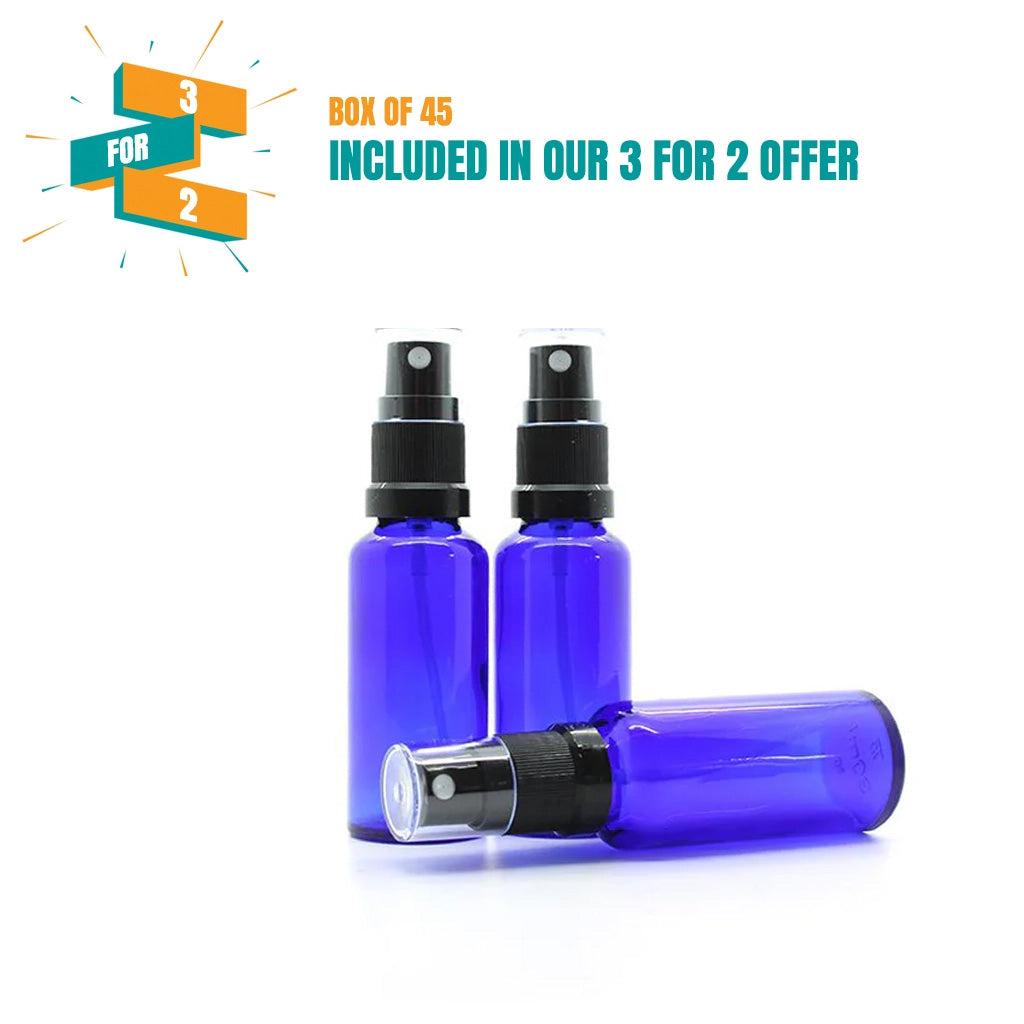 30ml Blue Moulded Glass Tamper Evident Mister Bottle