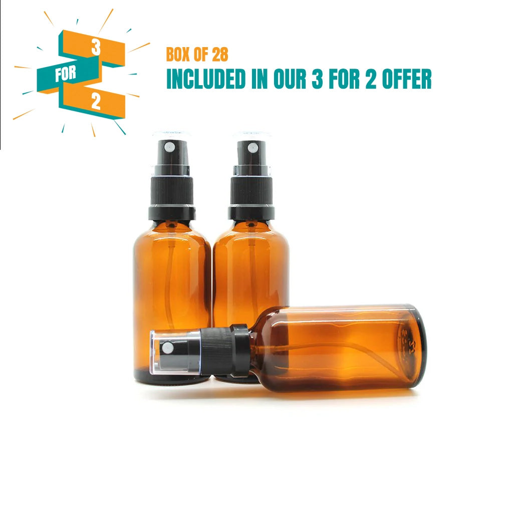 50ml Amber Moulded Glass Tamper Evident Mister Bottle