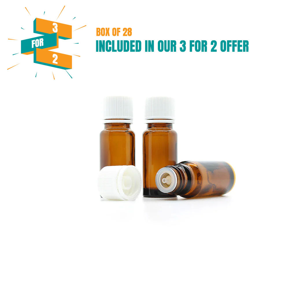 10ml Amber Moulded Glass Medicating Potency Bottle With Tamper Evident Cap