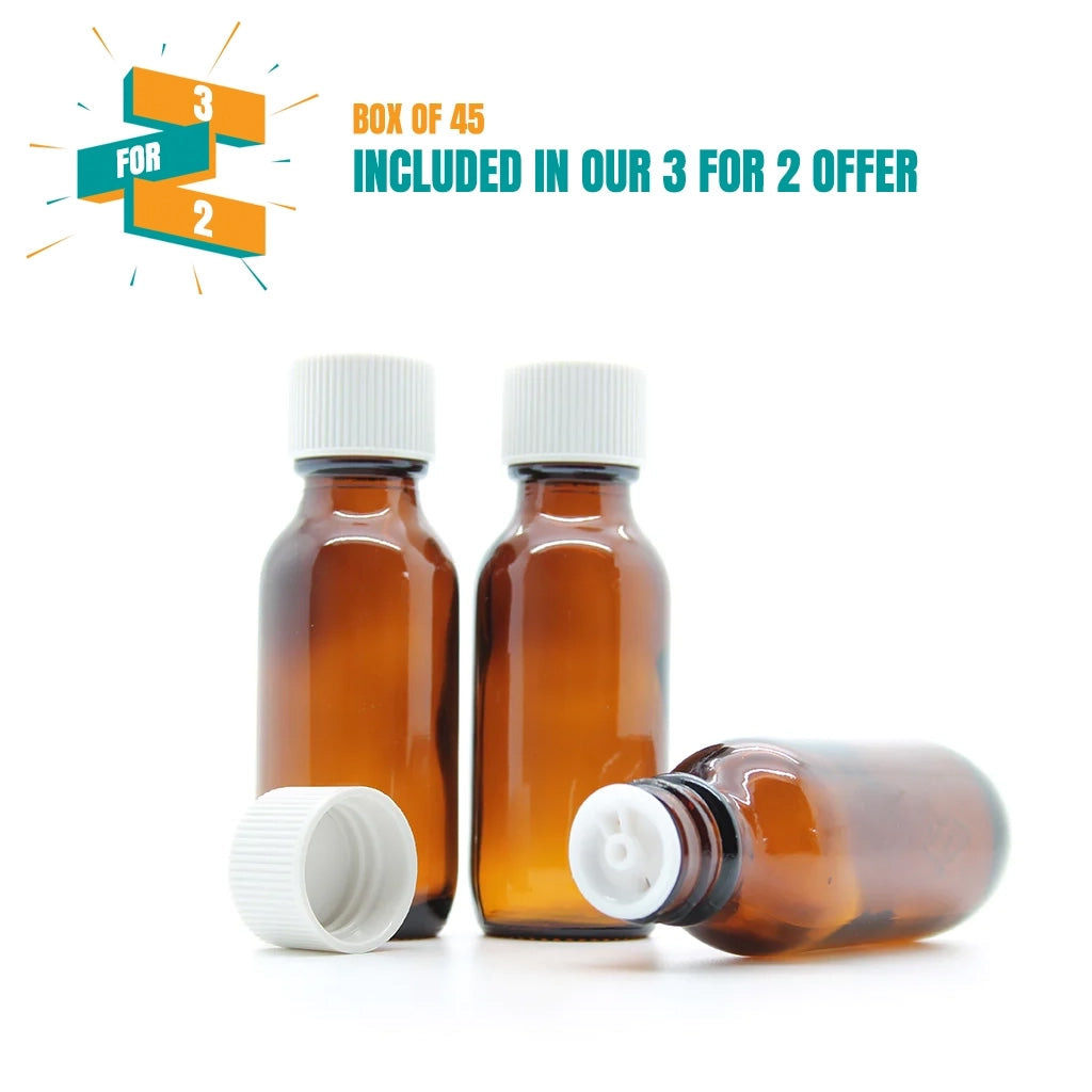 30ml Amber Moulded Glass Pourer Restrictor Bottle
