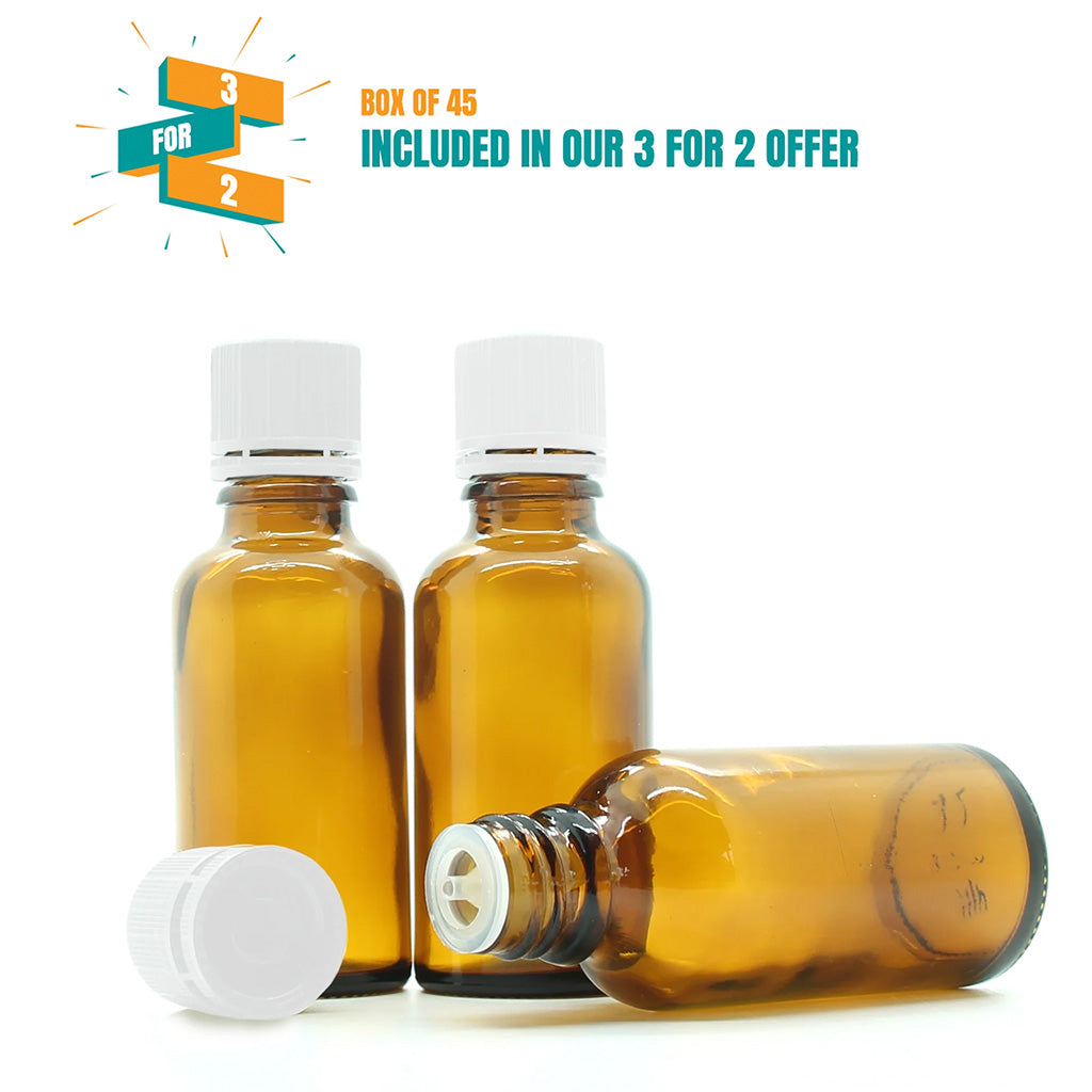 30ml Amber Moulded Glass Pourer Restrictor Bottle With Tamper Evident Cap