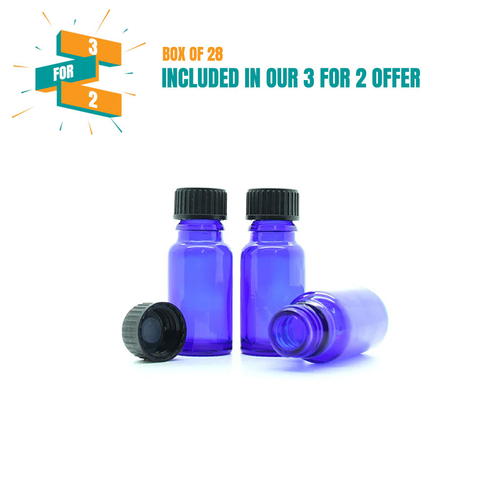 10ml Blue Moulded Glass Screw Cap Bottle