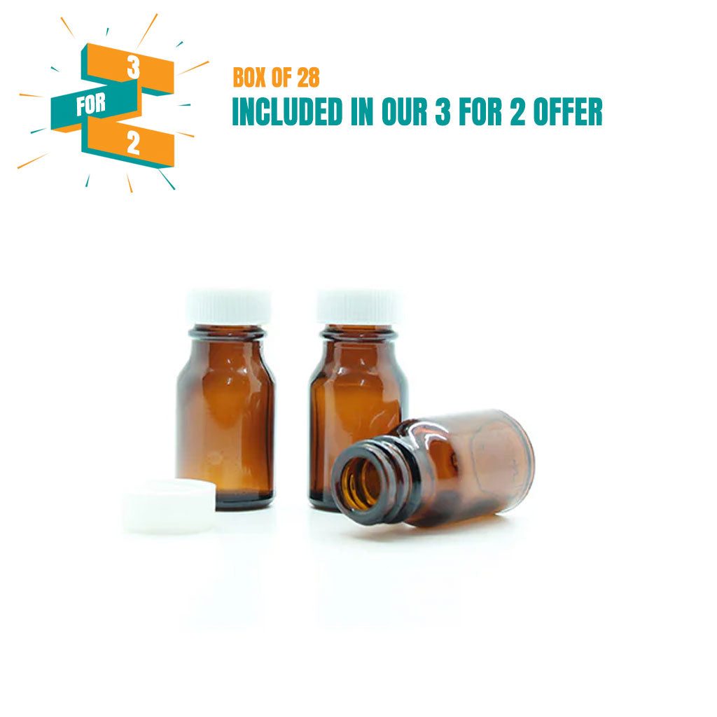10ml Amber Moulded Glass Screw Cap Bottle