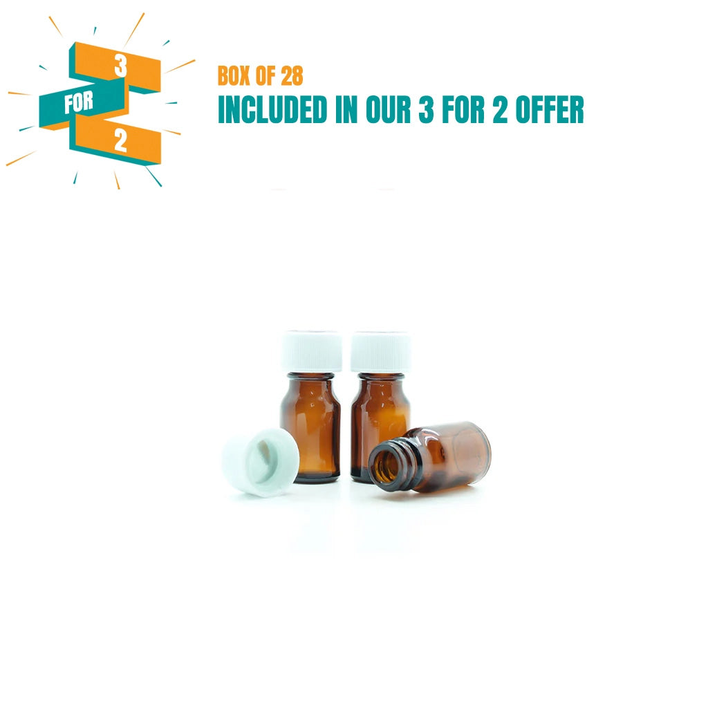 10ml Amber Moulded Glass screw cap bottle with Childproof Cap