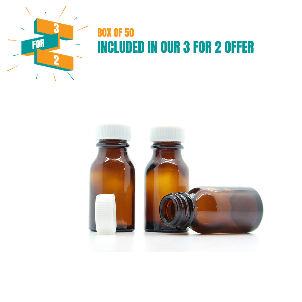 15ml Amber Moulded Glass Screw Cap Bottle