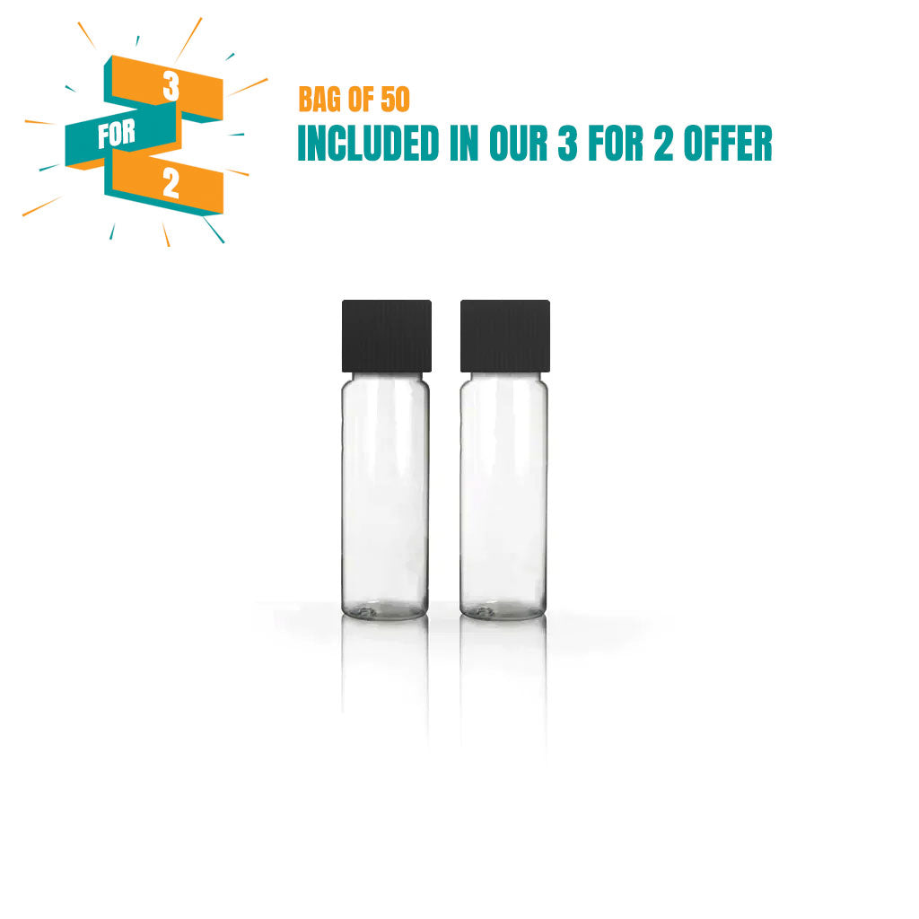 2g/1.75ml Clear Tubular Glass BLACK Screw Cap Vial