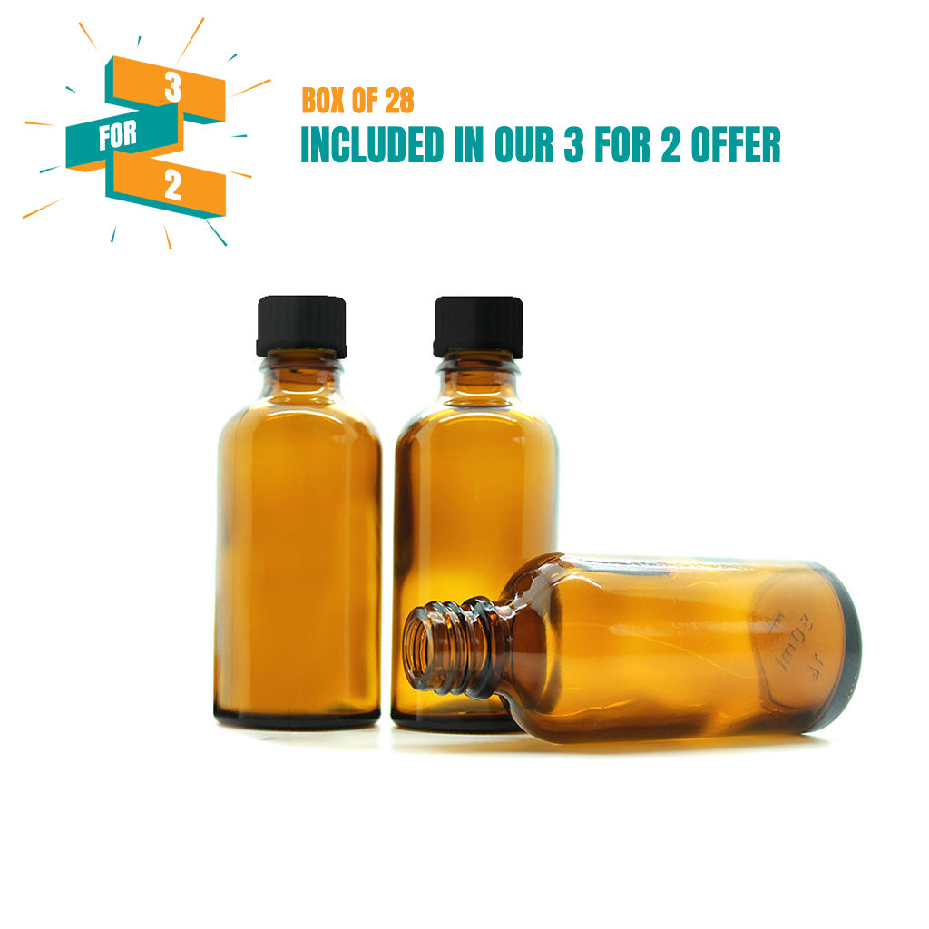 50ml Amber Moulded Glass Screw Cap Bottle