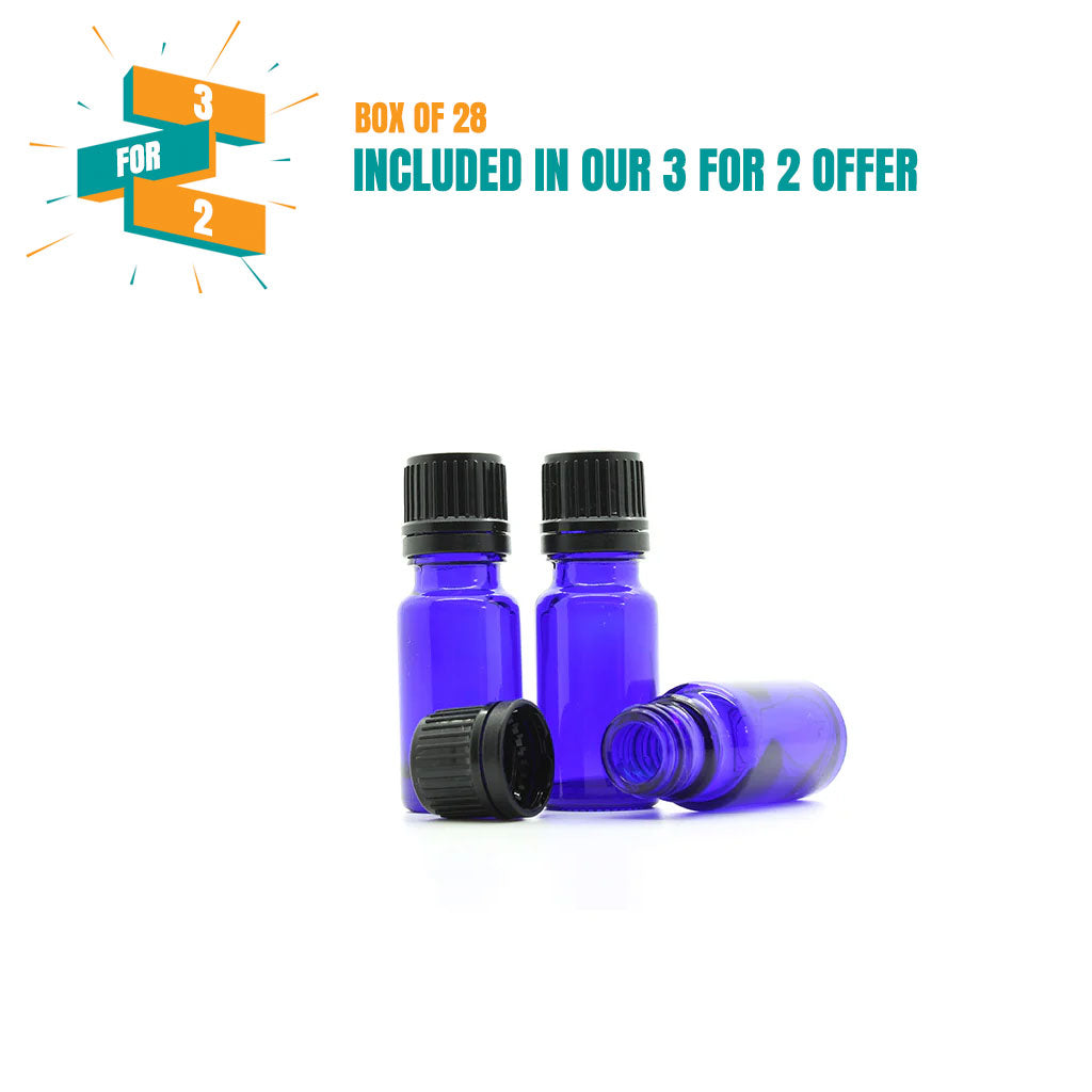 10ml Blue Moulded Glass Screw Cap Bottle with Tamper Evident Cap