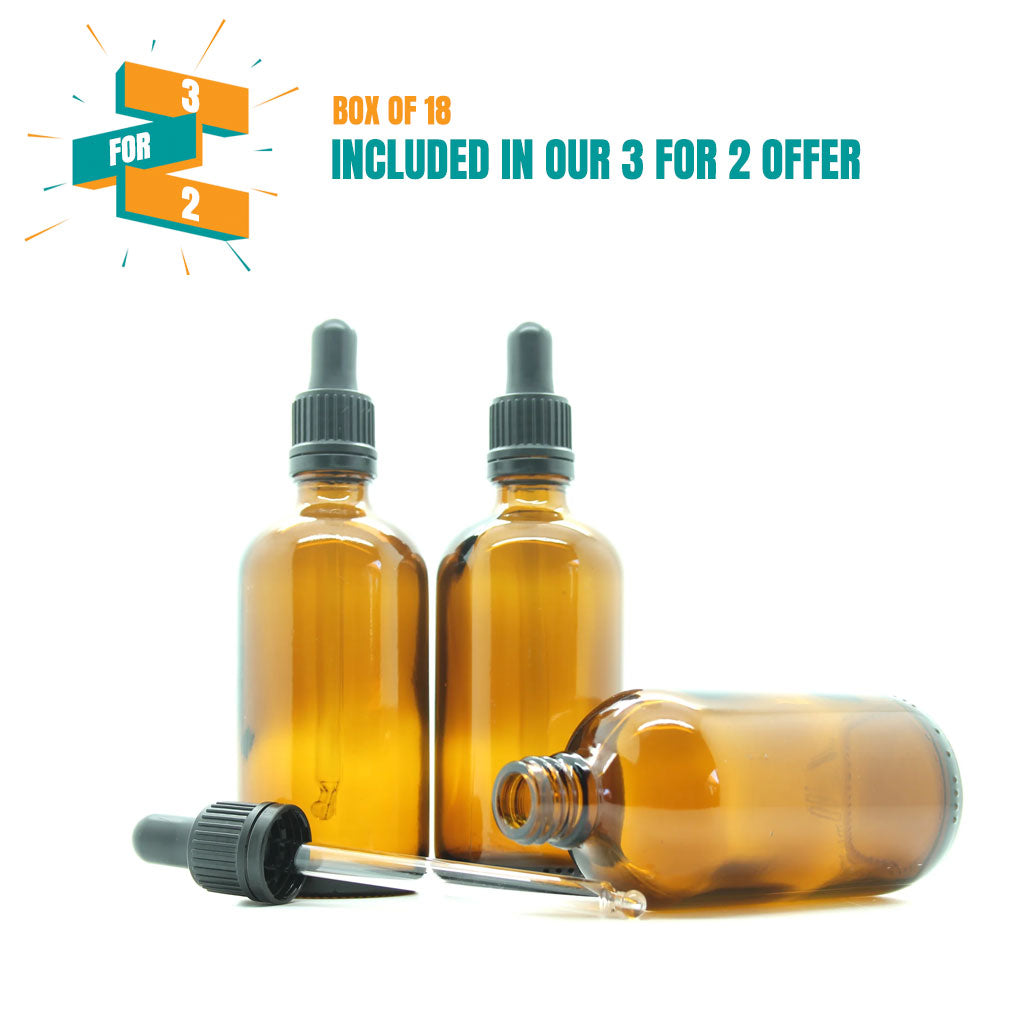 100ml Amber Moulded Glass Dropper Bottle with Tamper Evident Cap
