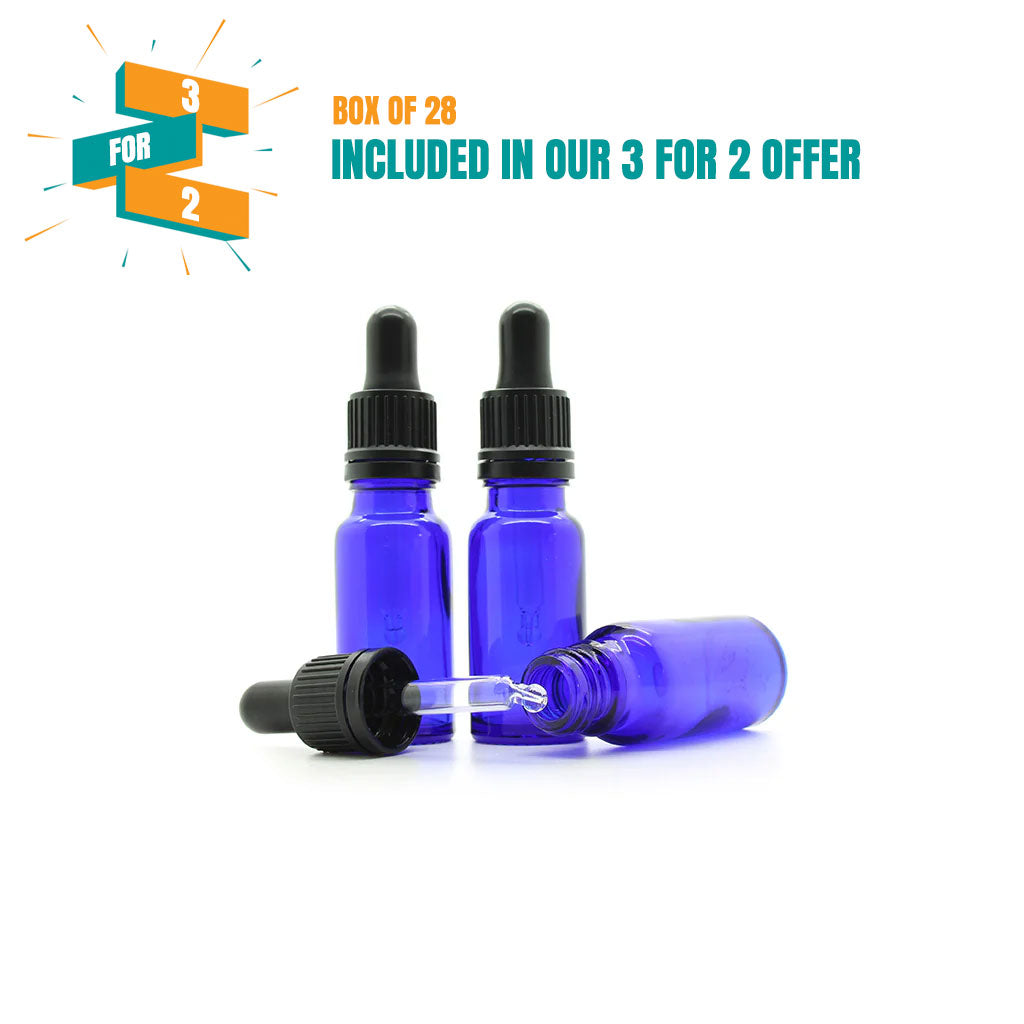 15ml Blue Moulded Glass Dropper Bottle with Tamper Evident Cap