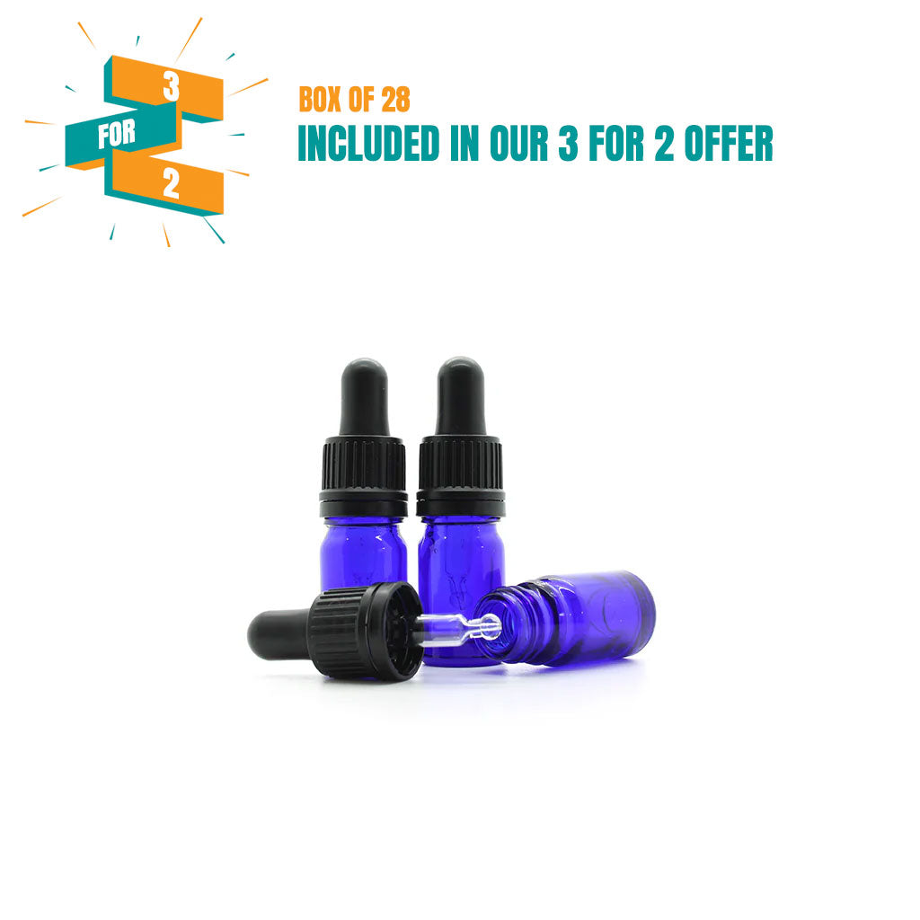 5ml Blue Moulded Glass Dropper Bottle with Tamper Evident Cap