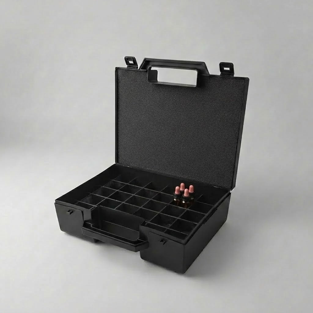 Plastic Small Case with 3D printed 37mm grid to hold D10 Dropper Bottles