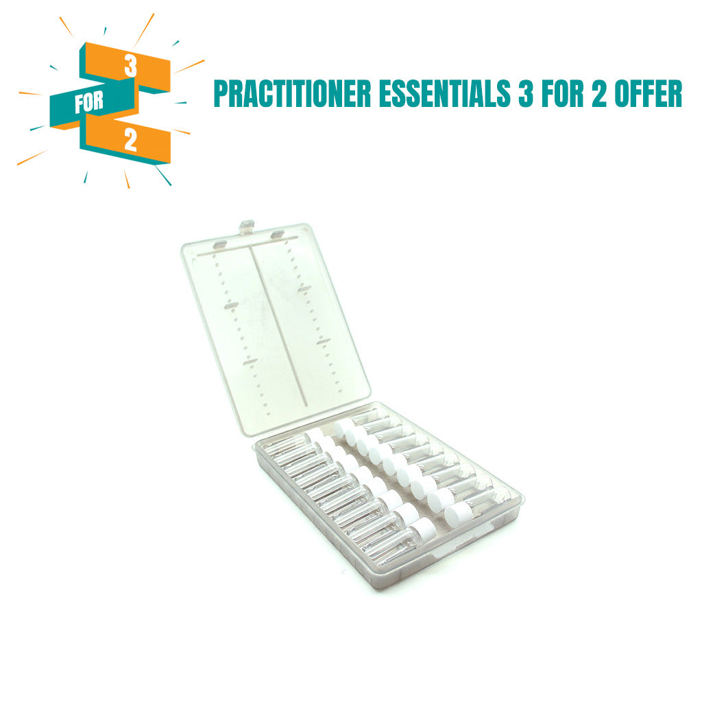 Plastic Remedy Wallet with 18 x 2g Glass Screw Cap Vials