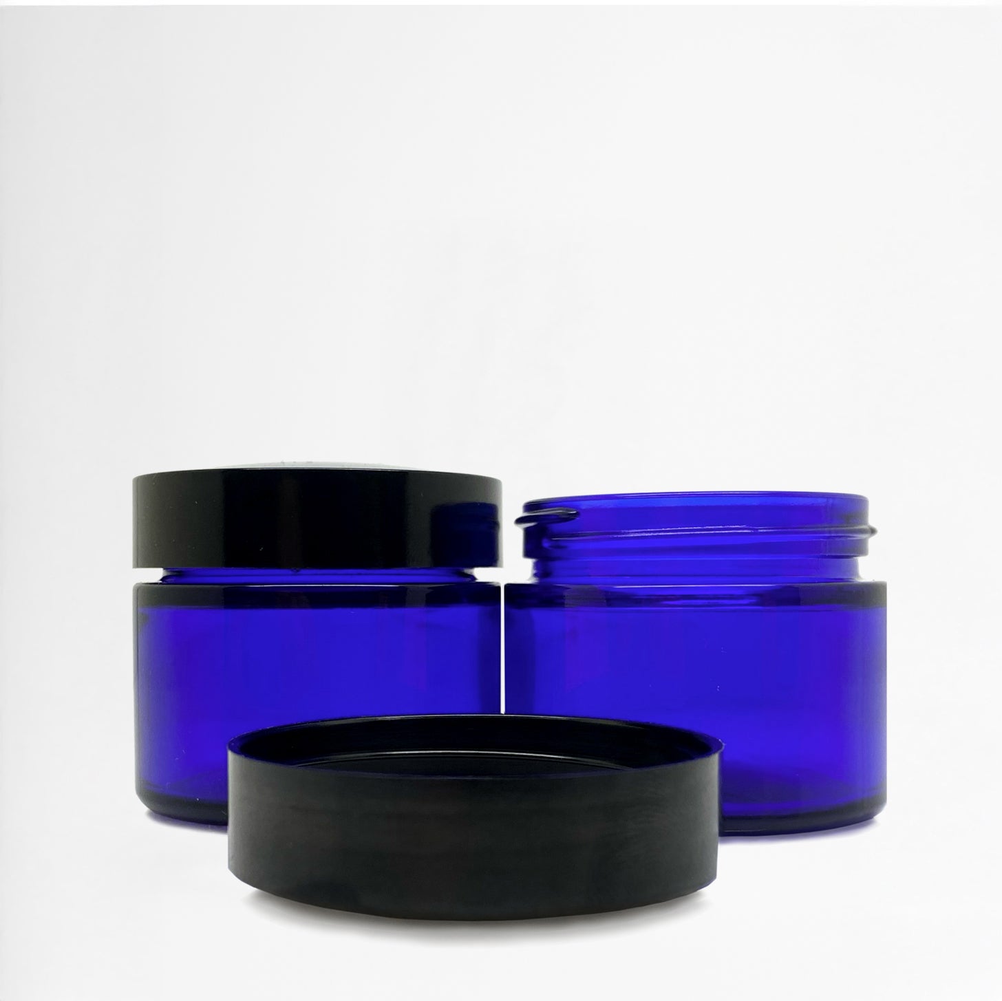 50ml Blue Moulded Glass Jar with Lid