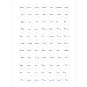 Label C - Circular printed labels with remedy names (12mm diameter) (616 per pack, 77 per sheet)