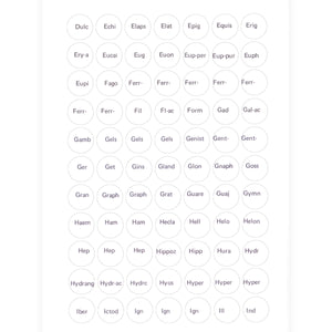 Label C - Circular printed labels with remedy names (12mm diameter) (616 per pack, 77 per sheet)