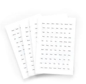 Label C - Circular printed labels with remedy names (12mm diameter) (616 per pack, 77 per sheet)