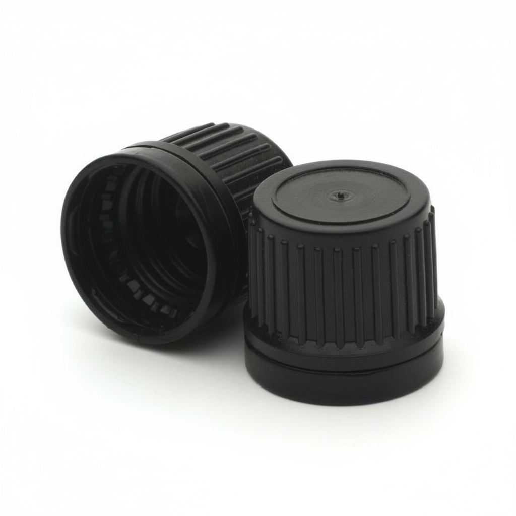 Black Tamper Evident Screw Caps for Blue Bottles