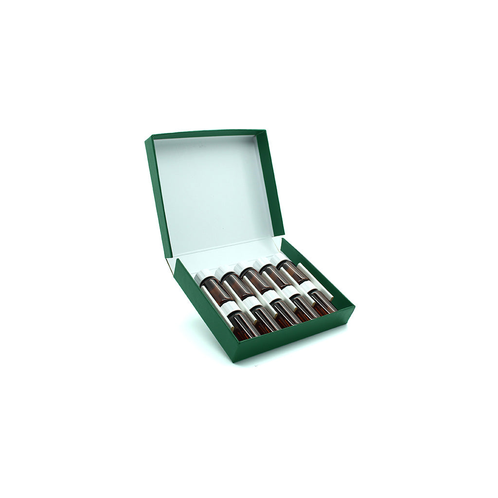 Green Remedy Box with 10 x 4g/5ml Screw Cap Bottles