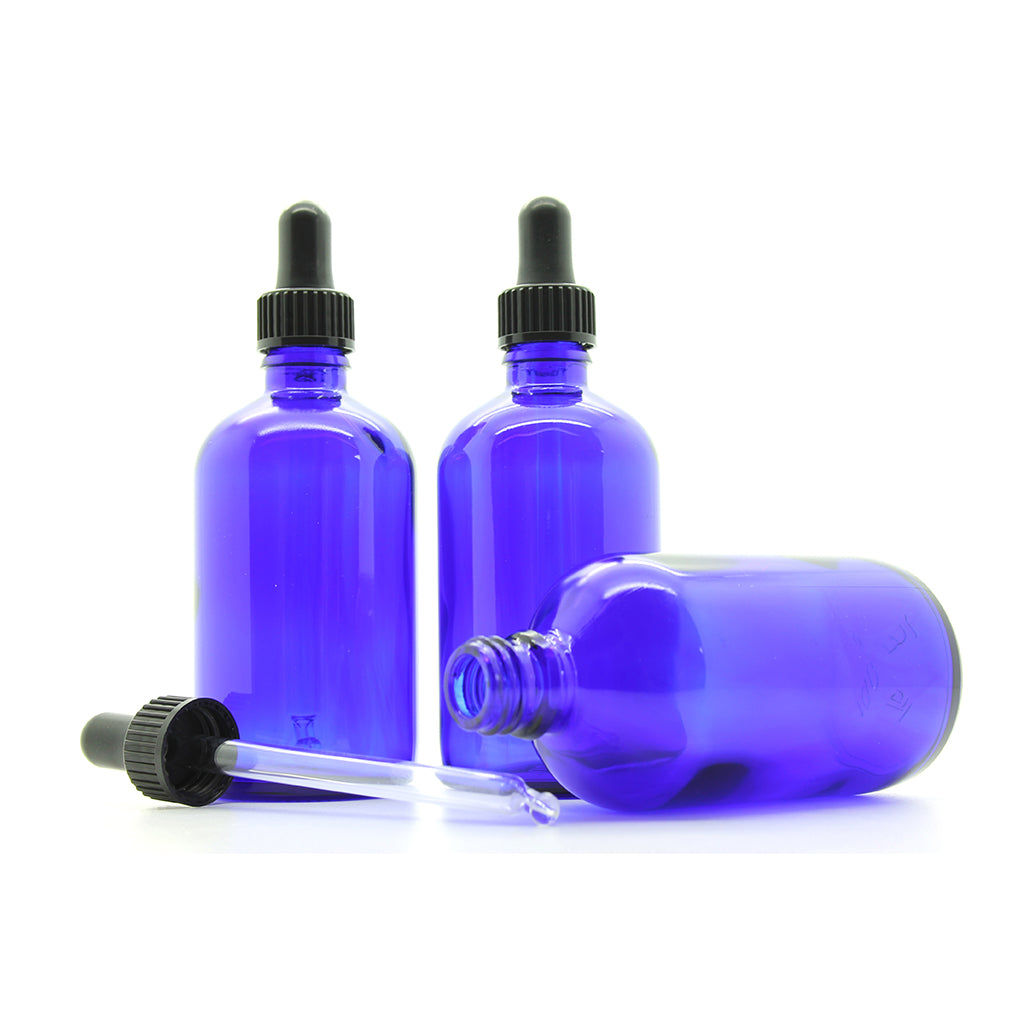 100ml Blue Moulded Glass Dropper Bottle