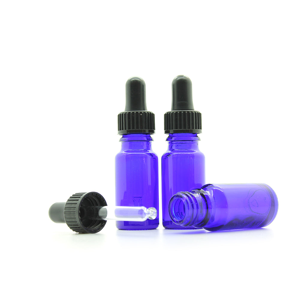 10ml Blue Moulded Glass Dropper Bottle