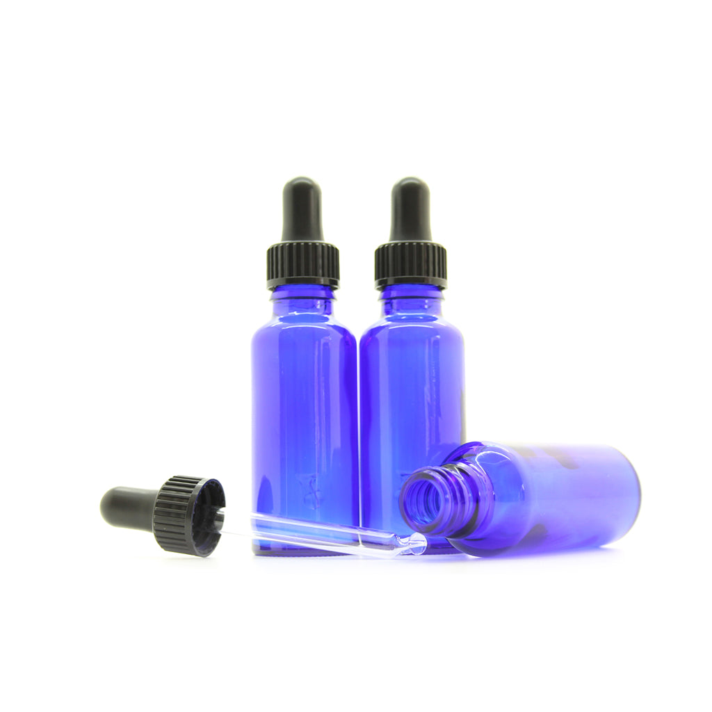 30ml Blue Moulded Glass Dropper Bottle