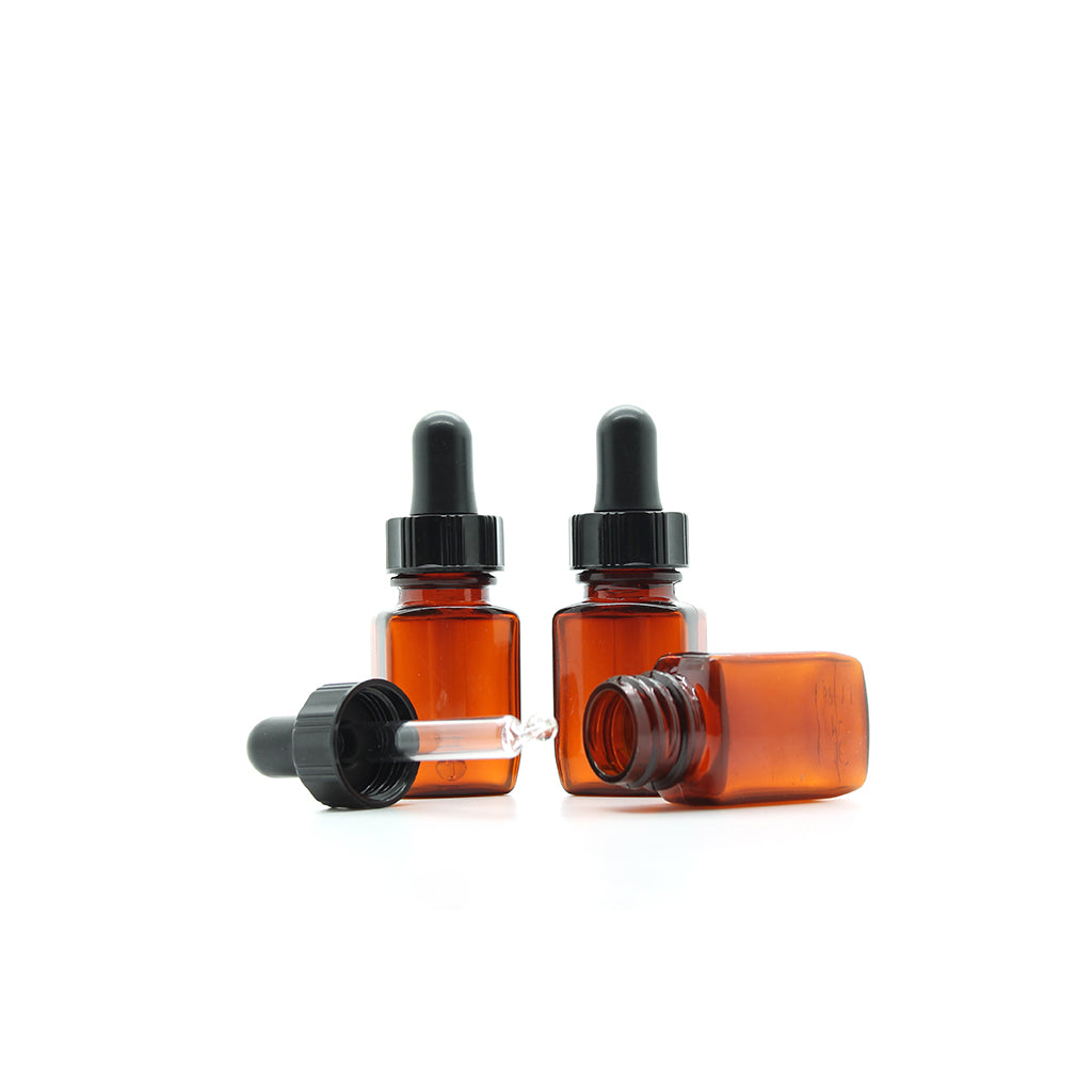 16ml Amber Plastic Bottle with Glass Pipette Dropper