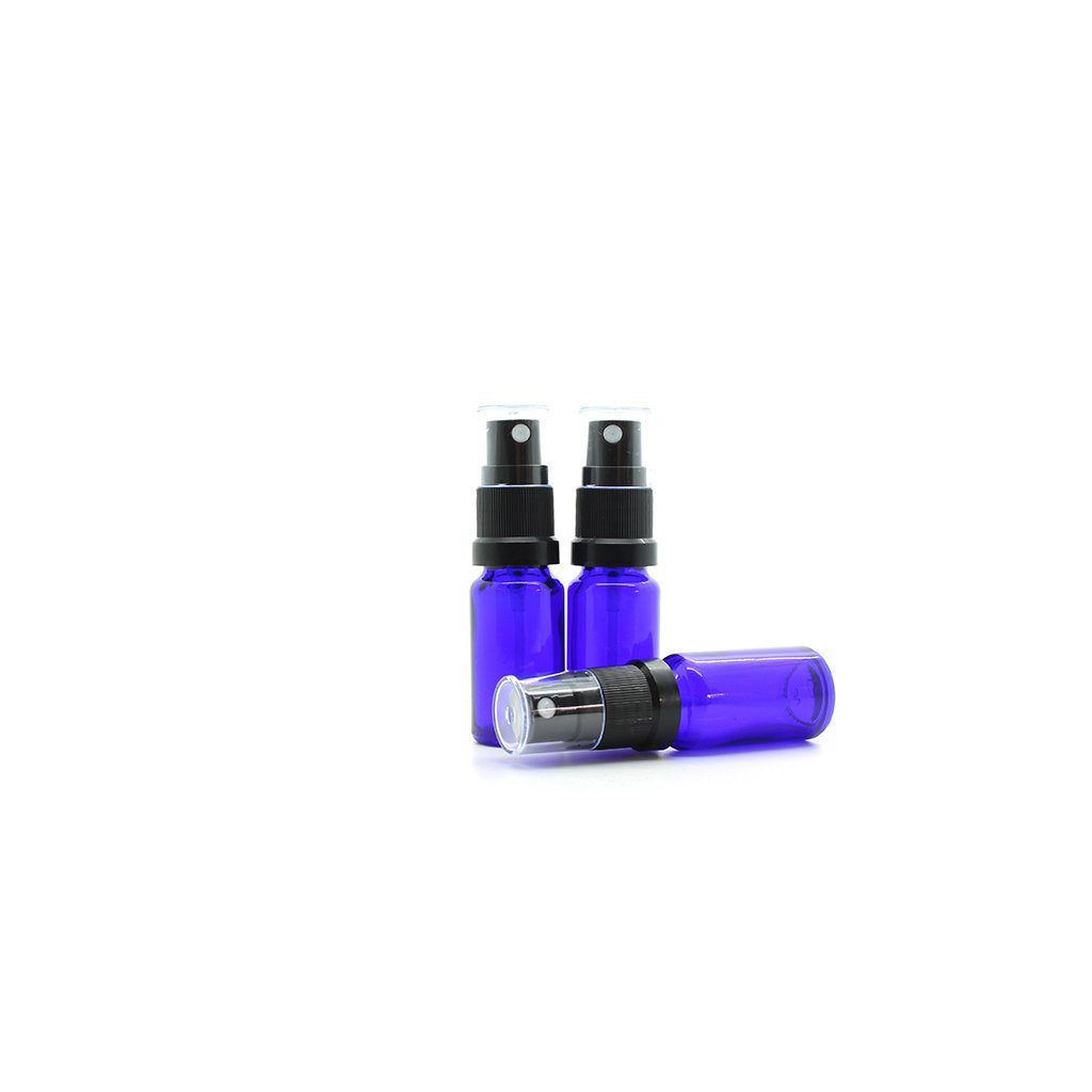 10ml Blue Moulded Glass Mister Bottle with Tamper Evident Mister