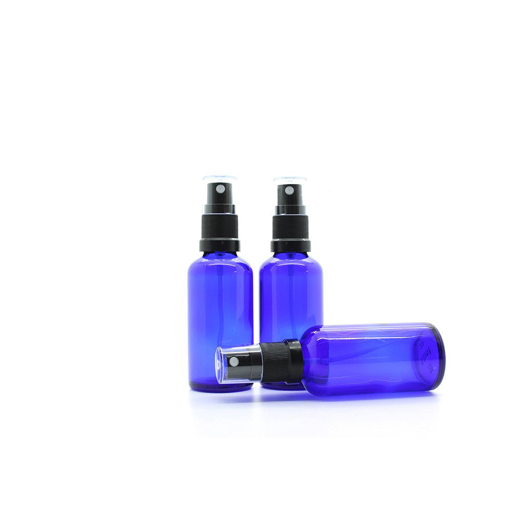 50ml Blue Moulded Glass Tamper Evident Mister Bottle
