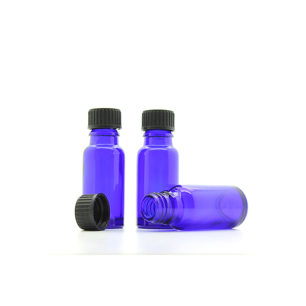 15ml Blue Moulded Glass Screw Cap Bottle