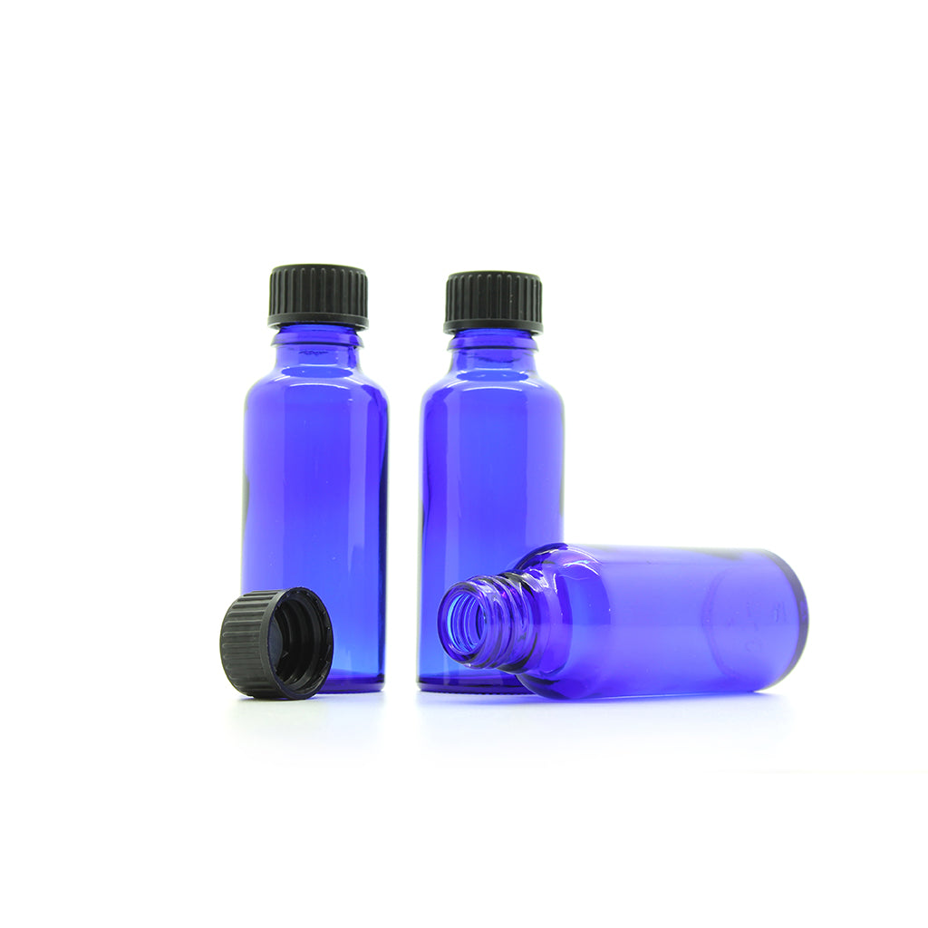 30ml Blue Moulded Glass Screw Cap Bottle