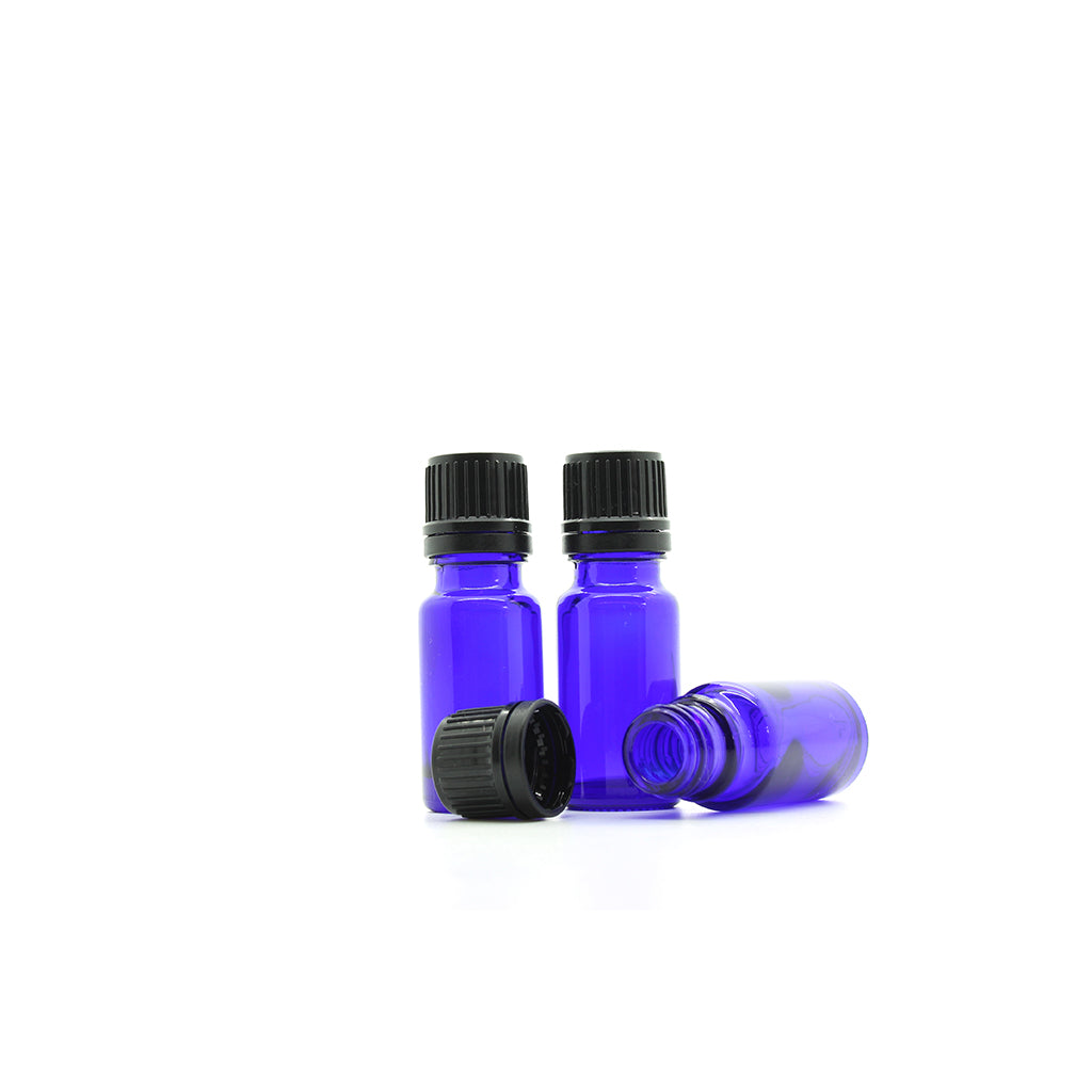10ml Blue Moulded Glass Screw Cap Bottle with Tamper Evident Cap