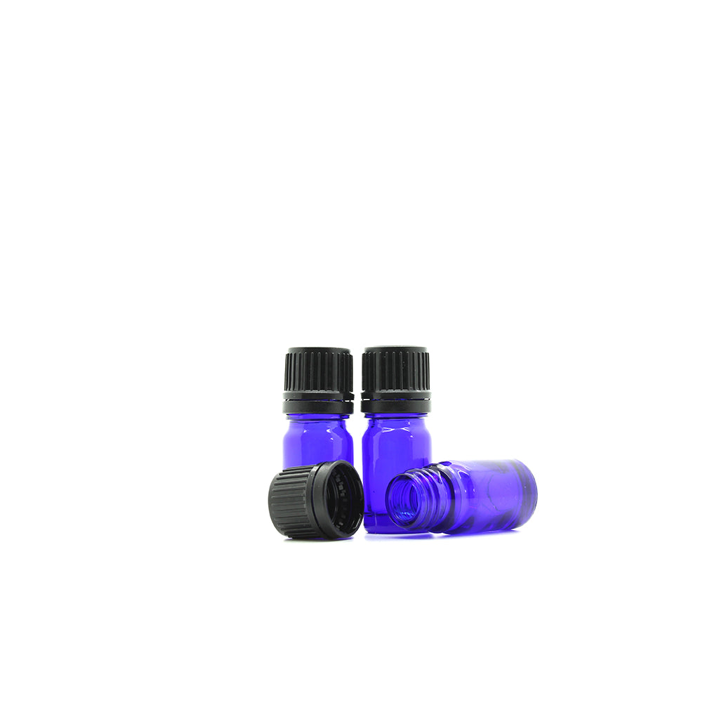 5ml Blue Moulded Glass Screw Cap Bottle with Tamper Evident Cap