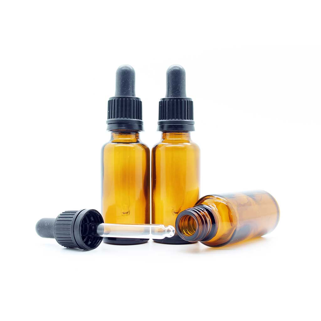 25ml Amber Moulded Glass Dropper Bottle with Tamper Evident Cap